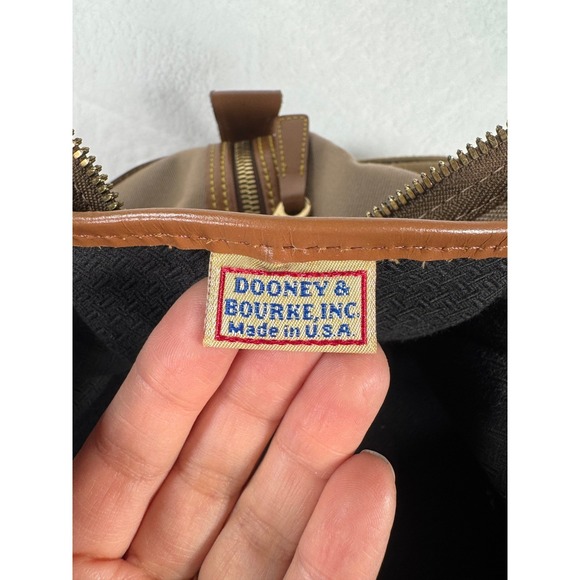VTG Dooney & Bourke Vintage Canvas Leather Travel Weekender Bag Tan Brown - Picture 11 of 13